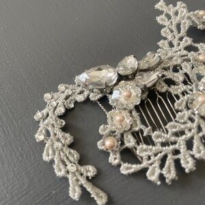 Bridal Hair Comb White Pearl